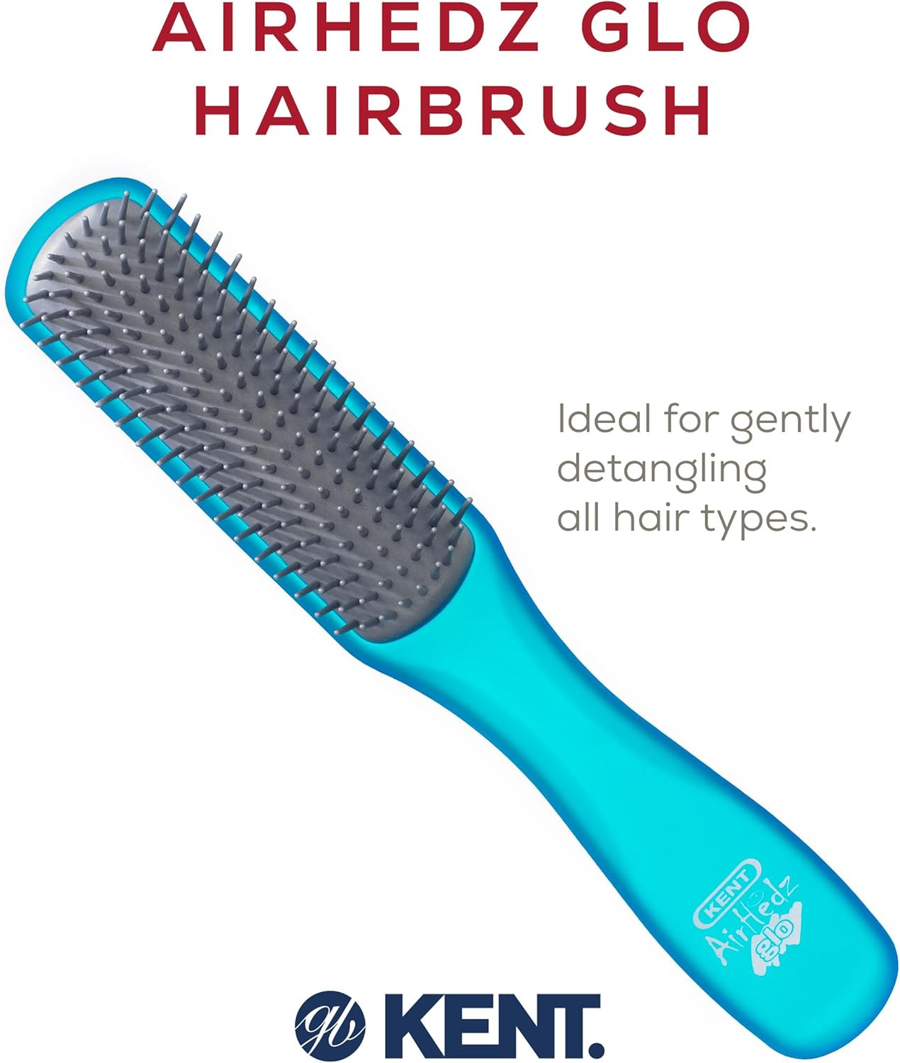 Kent Airhedz Glo Narrow Detangling Brush, Blue image number 3