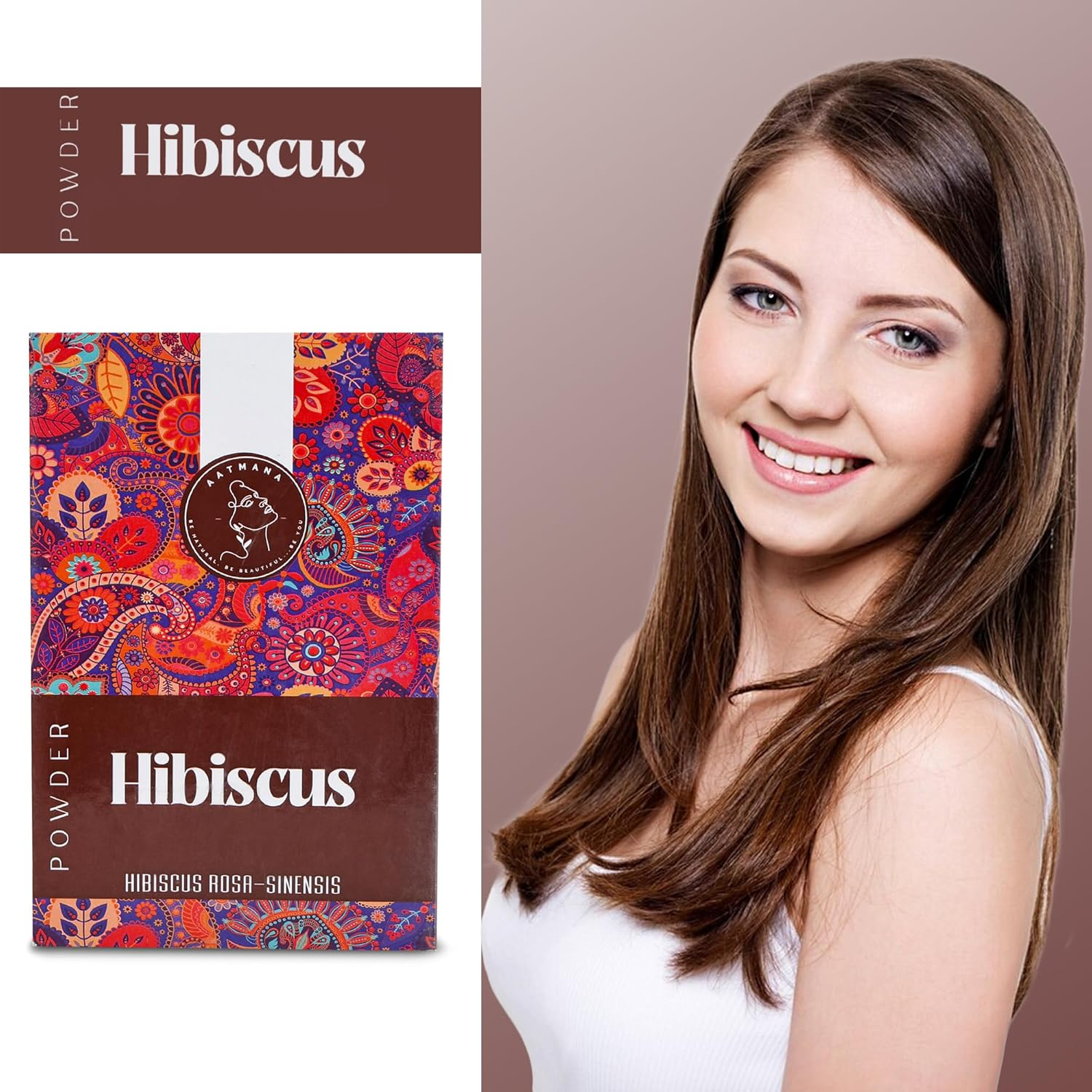 AATMANA Hibiscus Powder | Sabdariffa | Rosa Sinensis | Natural Powder for Hair & Skin | Prevent Hair Problem & Minimizes Skin Pores for Men & Women 100G image number 2