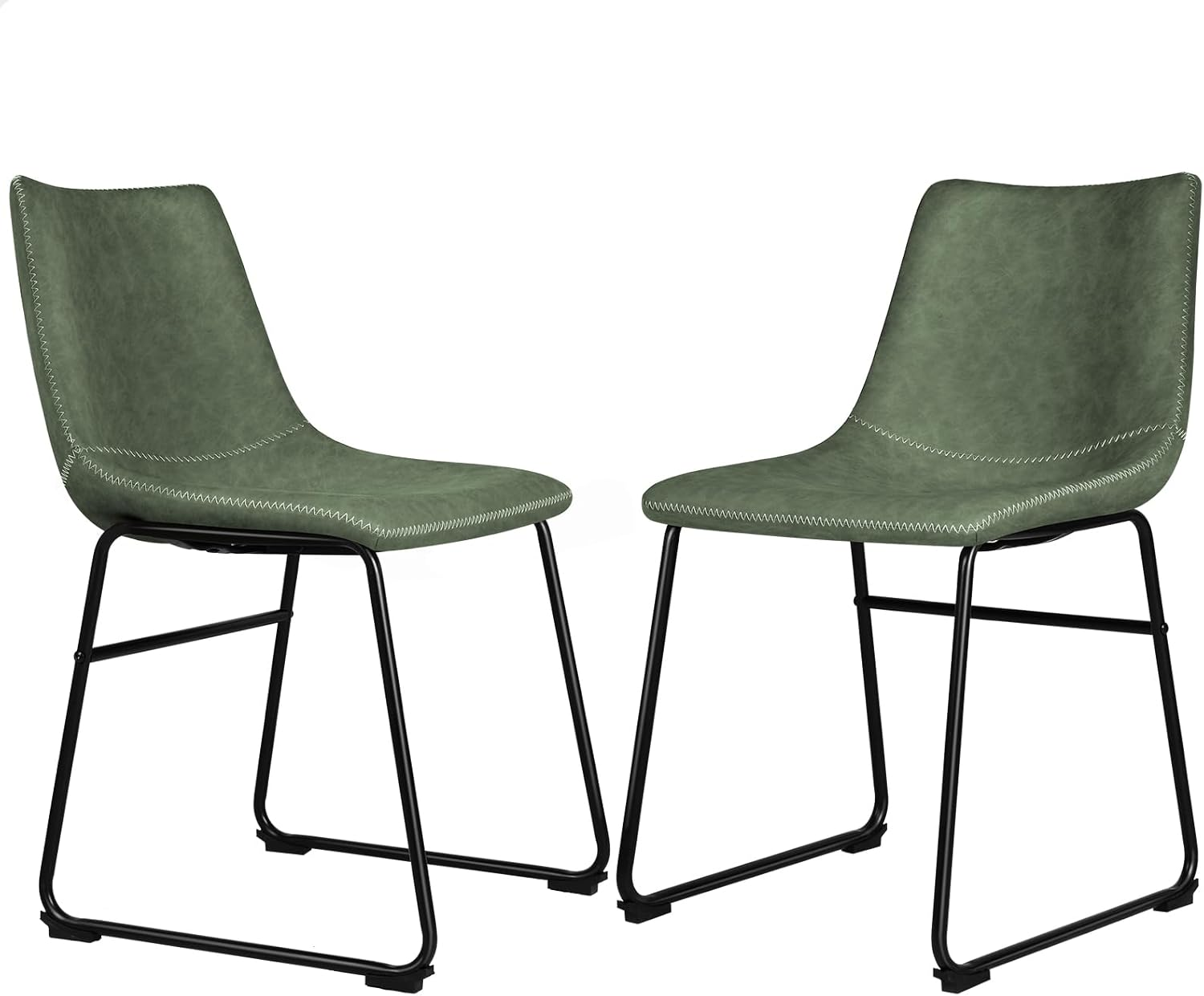ALFORDSON Dining Chairs PU Leather Set of 2, Kitchen Chair with Metal Frame & Floor Protector, Reading Seating for Home Cafe Coffee Table, Max 150Kg, Veda Green