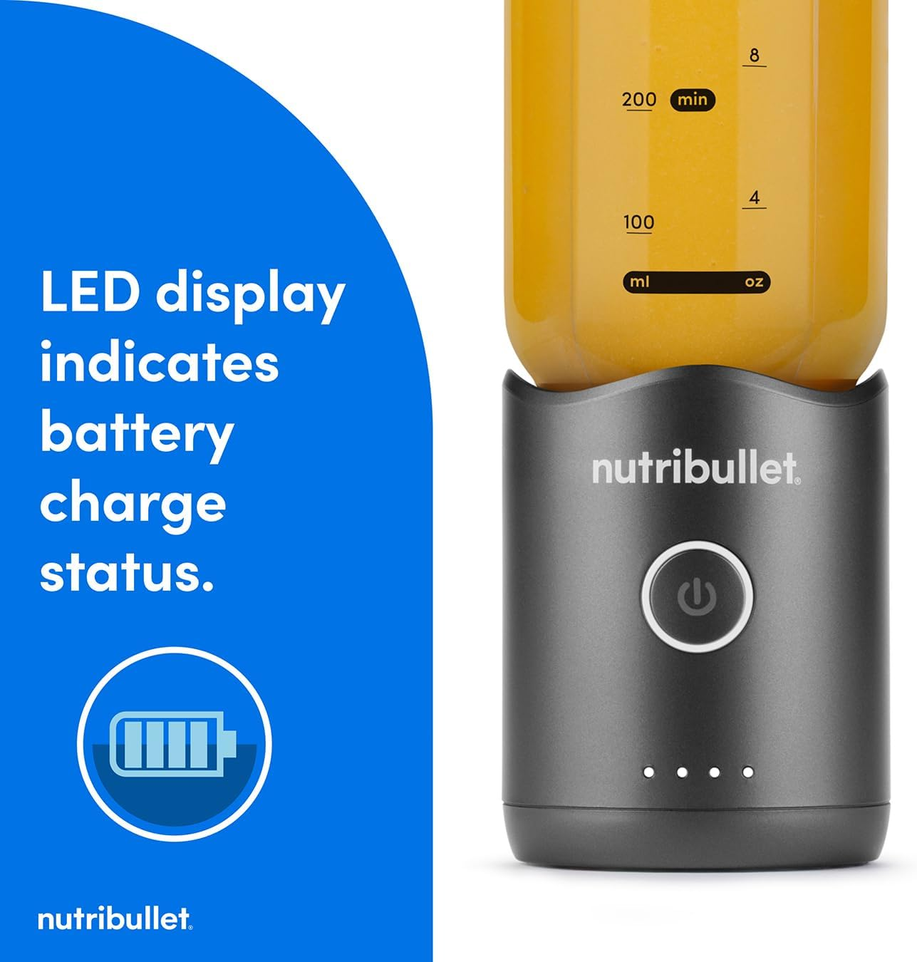 Nutribullet Flex Blender in Graphite - High Capacity 500Ml - Travel-Ready - Detachable Blades - Battery Indicator - Portable Design - Sleek & Compact - Easily Blend - for Smoothies & Juices - Graphite image number 4