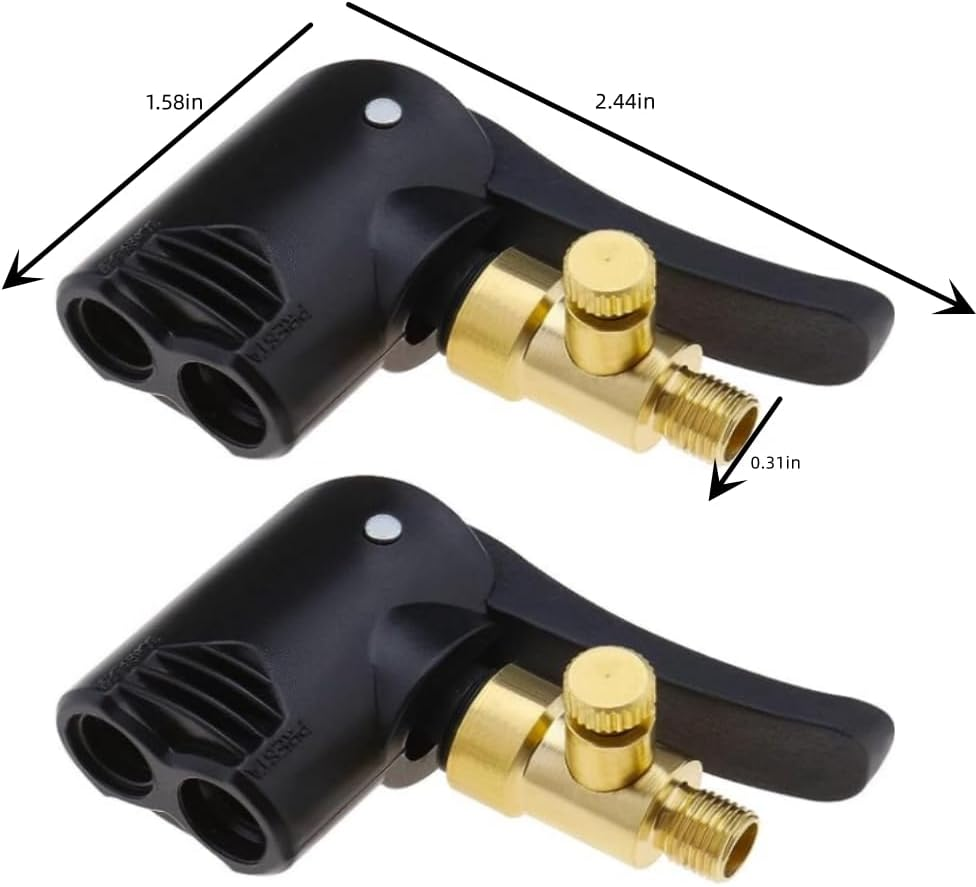 2Pcs Bike Pump Adaptors,Bicycle Pump Connector Head with Bleeder Valve,Bicycle Dual Head Bike Track Pump Tyre Air Pump Valve Adapter image number 1