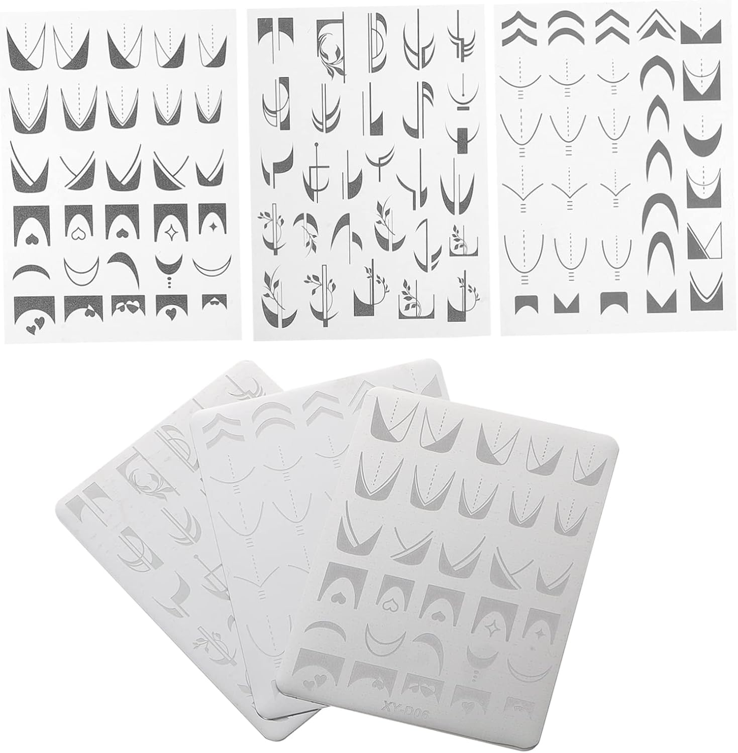 BIUDECO 3-Piece Nail Art Stamping Plates Set Stainless Steel Nail Stencils for Manicure Random Designs For image number 5