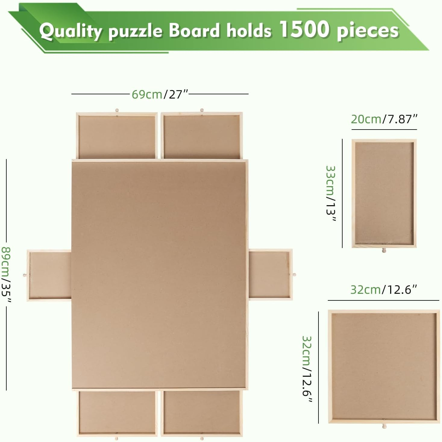 1500 Pieces Wooden Puzzle Board with 6 Drawers, Large Jiasaw Puzzle Board Game Table 360&deg; Rotating for Adults Kids Playing Puzzle Game, Jigsaw Puzzle Board with Puzzle Tray for Organizing Sorting image number 1