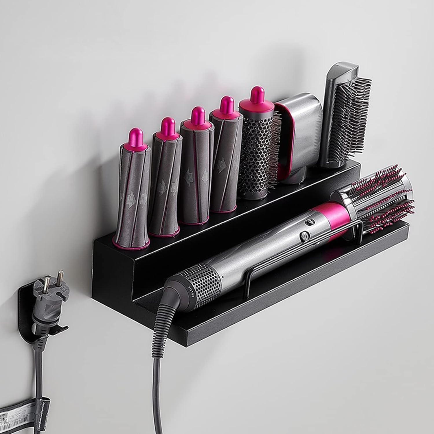 Wall Mount Curling Holder Organiser Stand Storage Rack, Stainless Steel without Punching Storage Holder image number 4