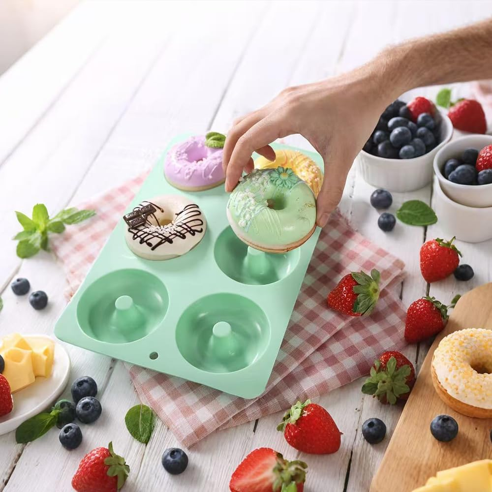1-Pack Silicone Donut Baking Pan，Food-Grade Silicone,Cavity Donut Mold -Non-Stick, Universal for Cakes & Breads,Heat-Resistant & Easy to Clean，Silicone Baking Tray Doughnut Maker Moulds image number 5