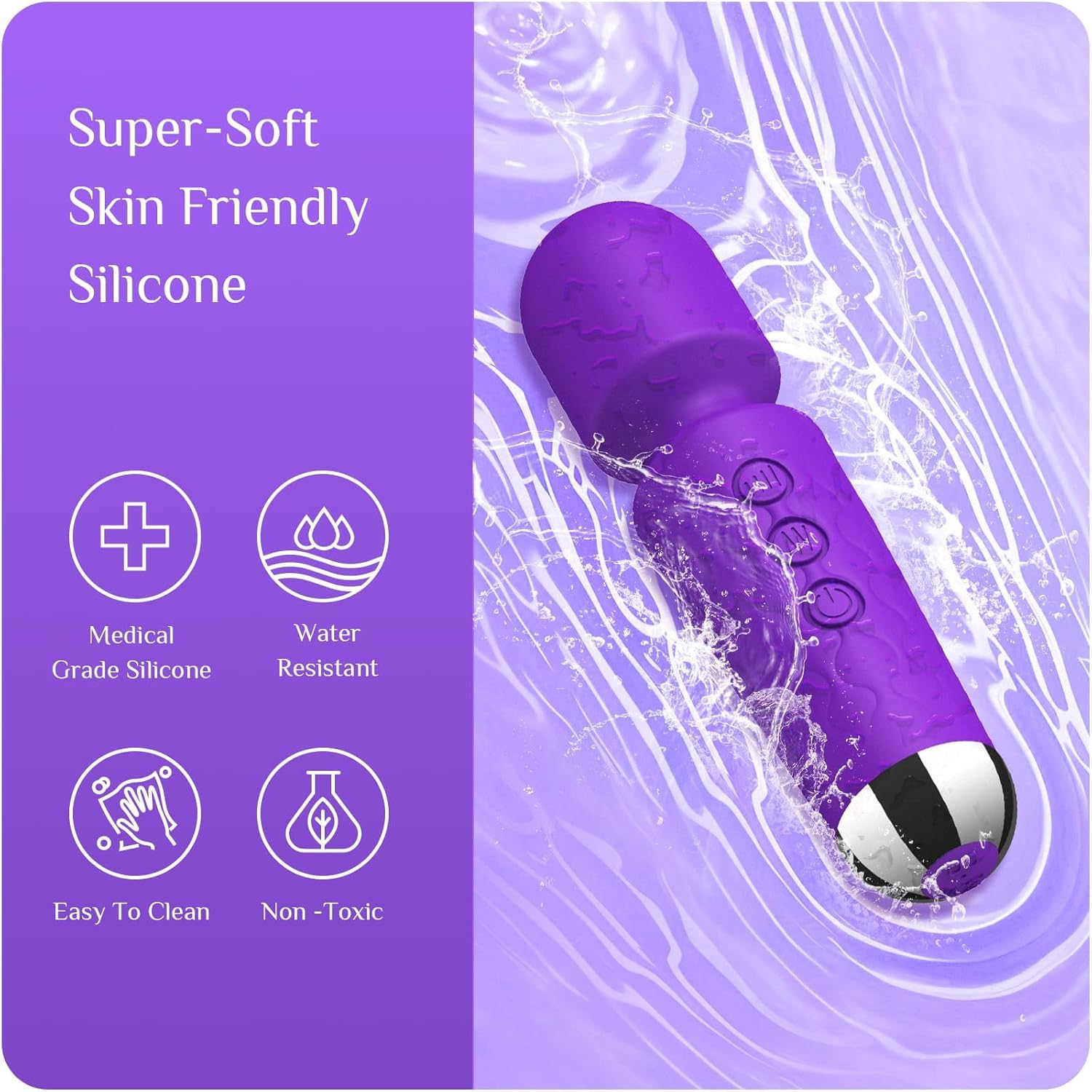 Vibrator Wand for Women - 20 Patterns & 8 Speeds G-Spot/Clitoral Stimulator, Quiet Cordless Dildo Massager, Submersible Adult Sex Toy Rechargeable Waterproof Small (Rose Red)