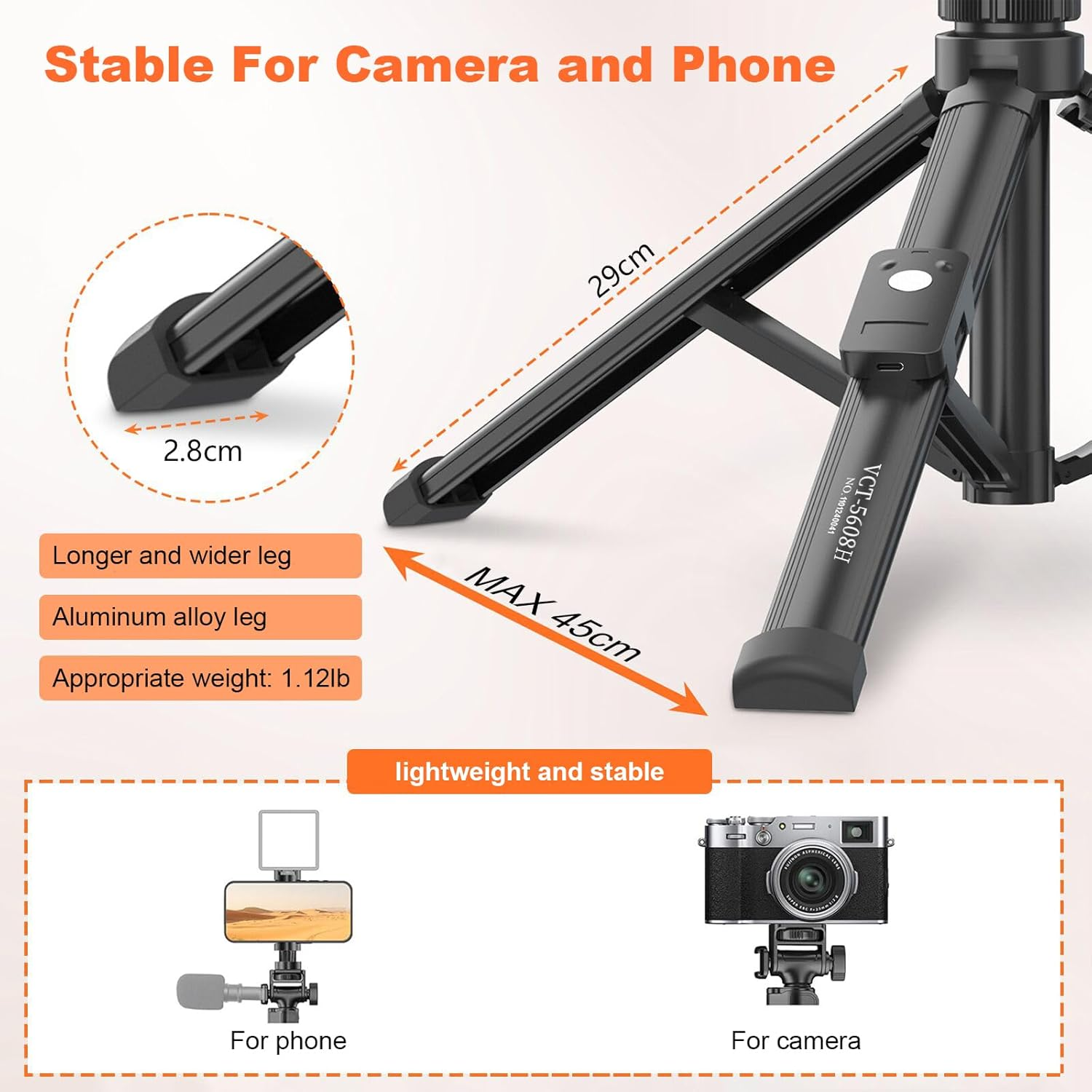 XXZU 67"/170Cm Phone Tripod,Camera Tripod Stand with Remote and Phone Holder, Premium Aluminum, Extendable, Lightweight Selfie Stick Travel Tripod for Iphone/Android Phone/Camera/Webcamera