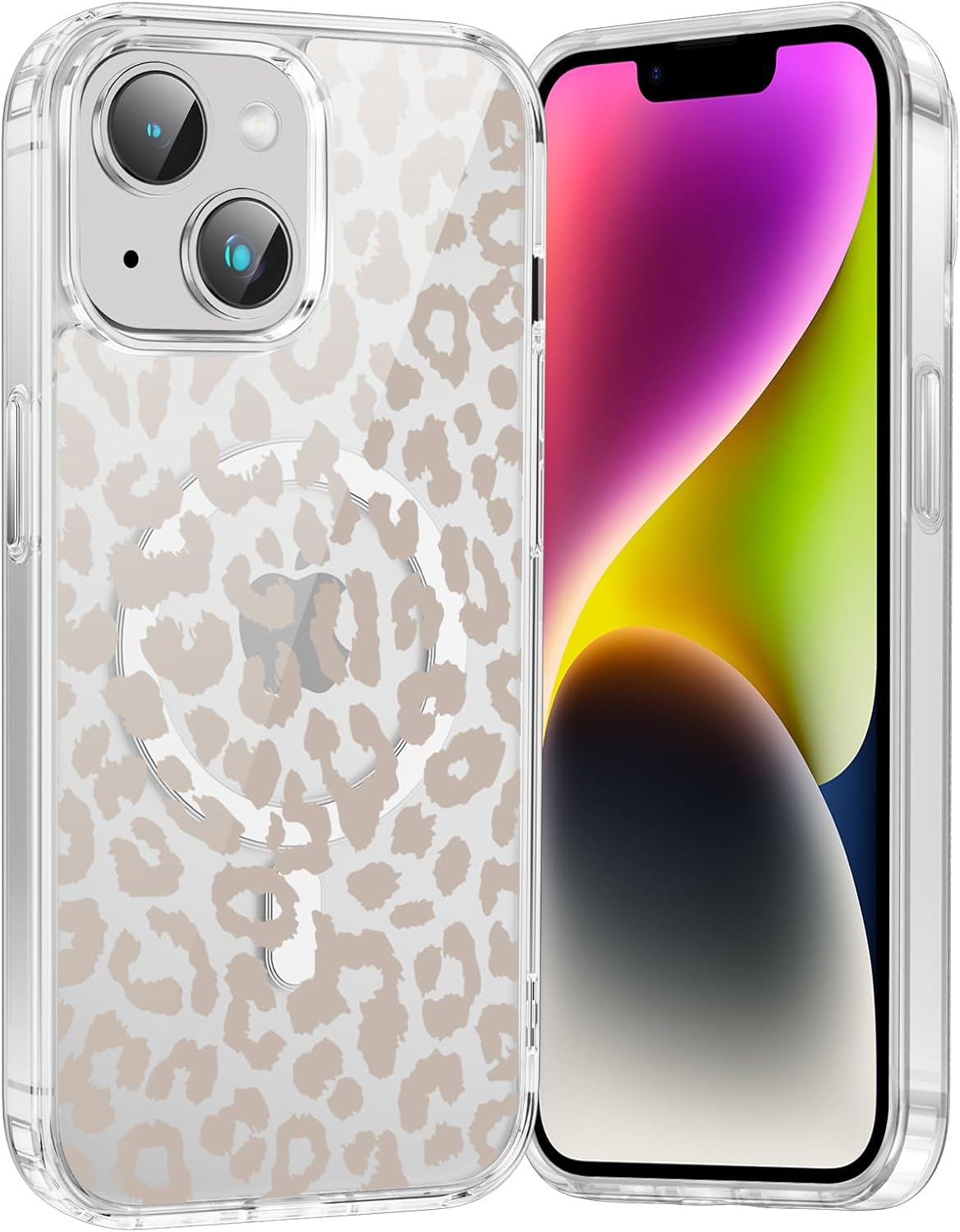 Saqmkil Magnetic Mobile Phone Case for Iphone 16E/Se 4/SE 2025 6.1 Inch Case, Compatible with Magsafe, Transparent Aesthetic Pattern Leopard Girl Case, Soft Silicone TPU Shockproof Protective Cover