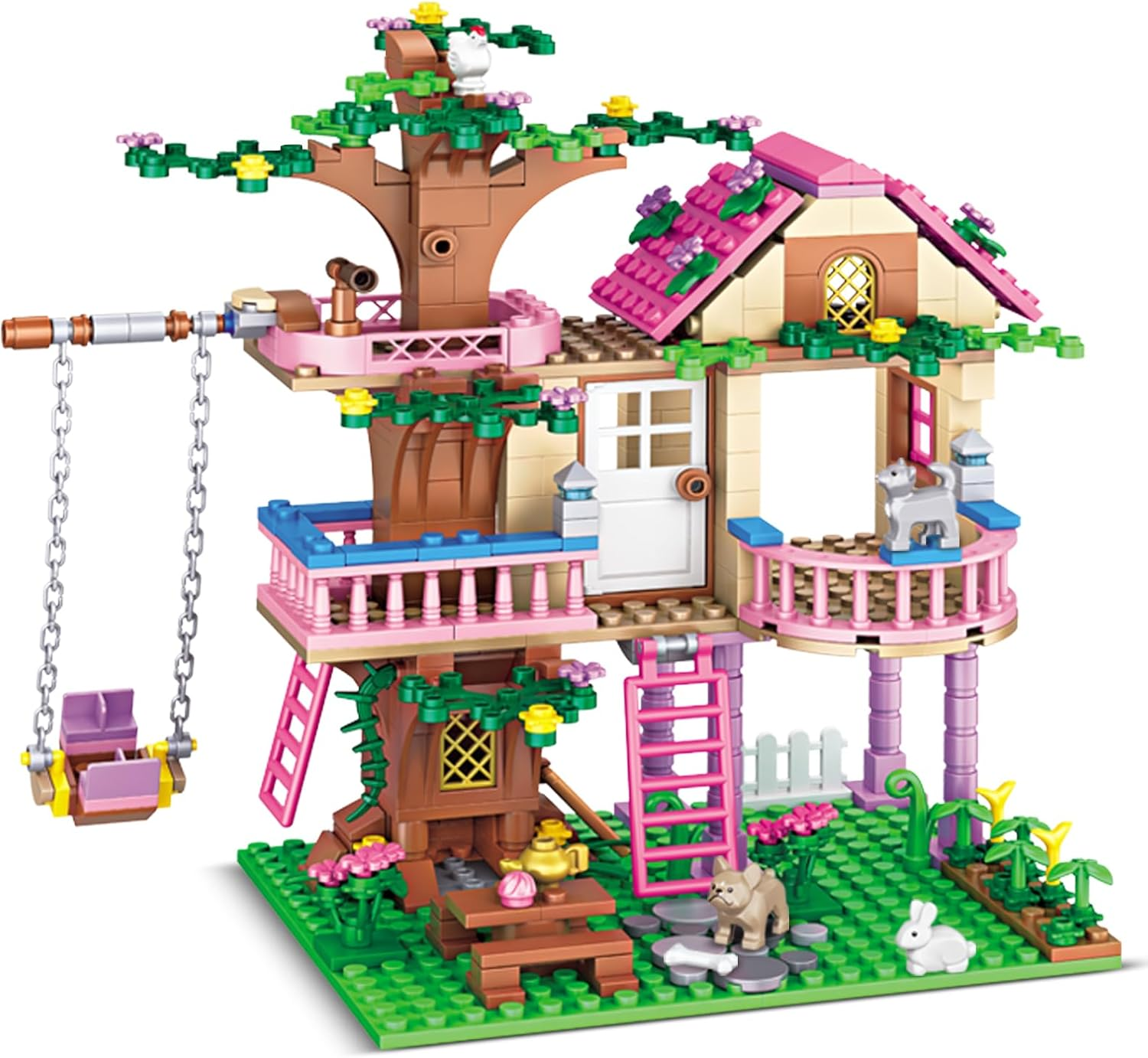 Tree House Building Set Compatible with  Friends, 504 PCS Forest House Building Kit Birthday for Kids Girls Boys Age 6-12 Years