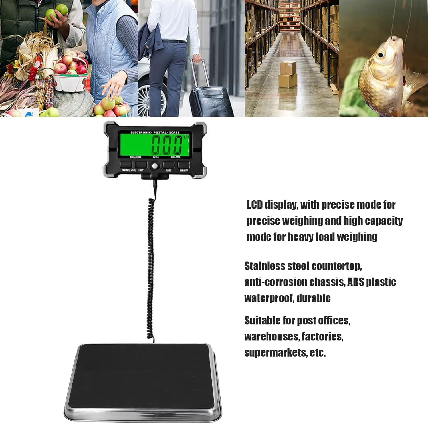 Package Scale, Multi Range HD LCD Display Postage Scale for Package for Pet for Express