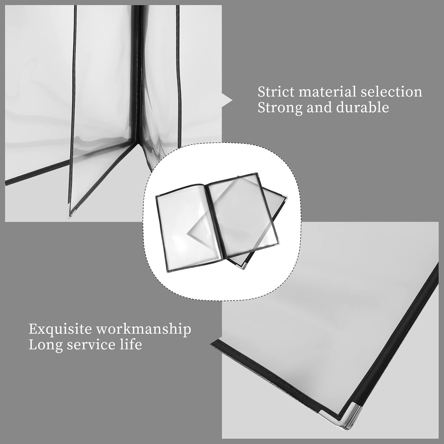 Pvcqjkd 2Pcs Transparent Restaurant Menu Covers for A4 Size Book Style Cafe Bar 4 Pages 8 View