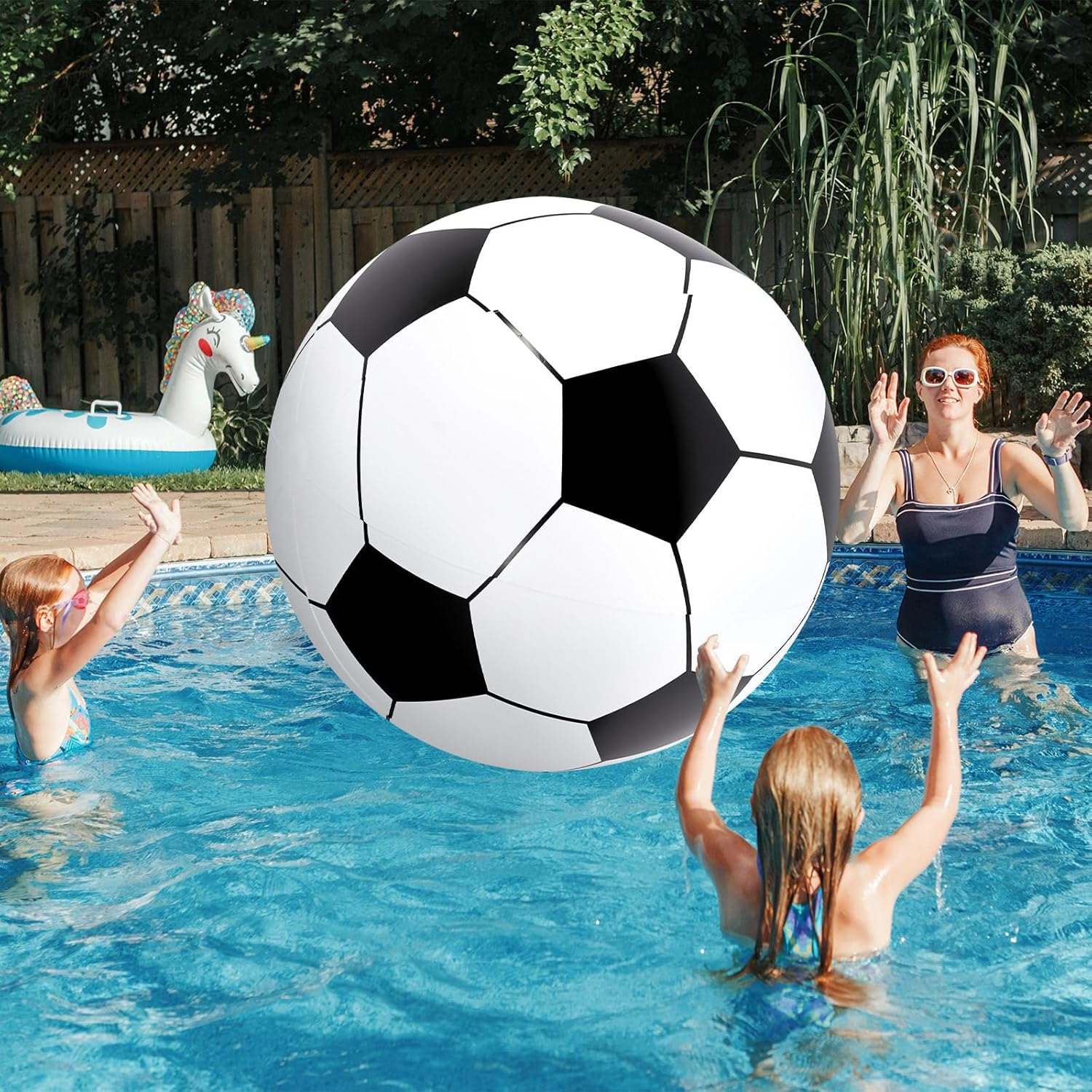 Lewtemi 4 Pcs Giant Inflatable Sports Balls Large Inflatable Beach Ball Inflatable Baseballs Soccer Ball Basketball Footballs for Summer Pool Outdoor Activity Games Sports Birthday image number 4