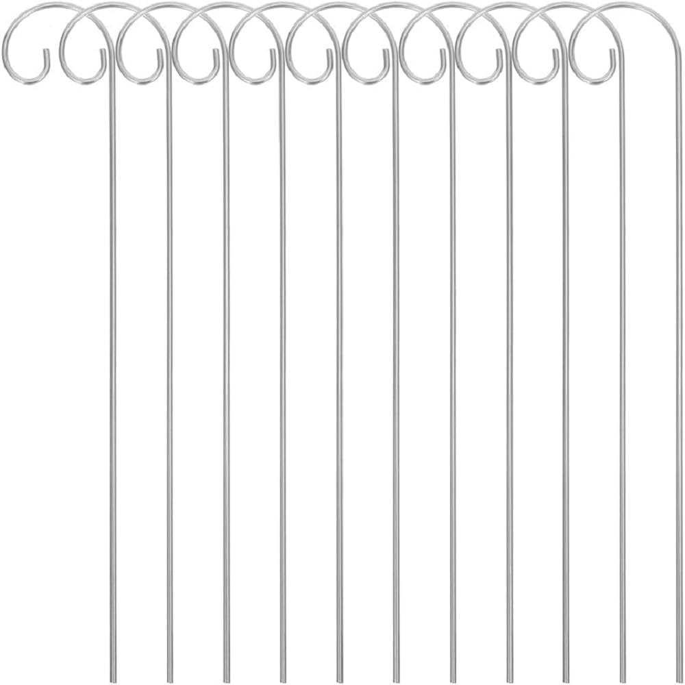 20Pcs Silver Iron Shepherds Hooks - Short Plant Tags & Floral Sticks for Outdoor Arrangements, Bird Feeder, Lantern & Card Holder, Garden Markers image number 2