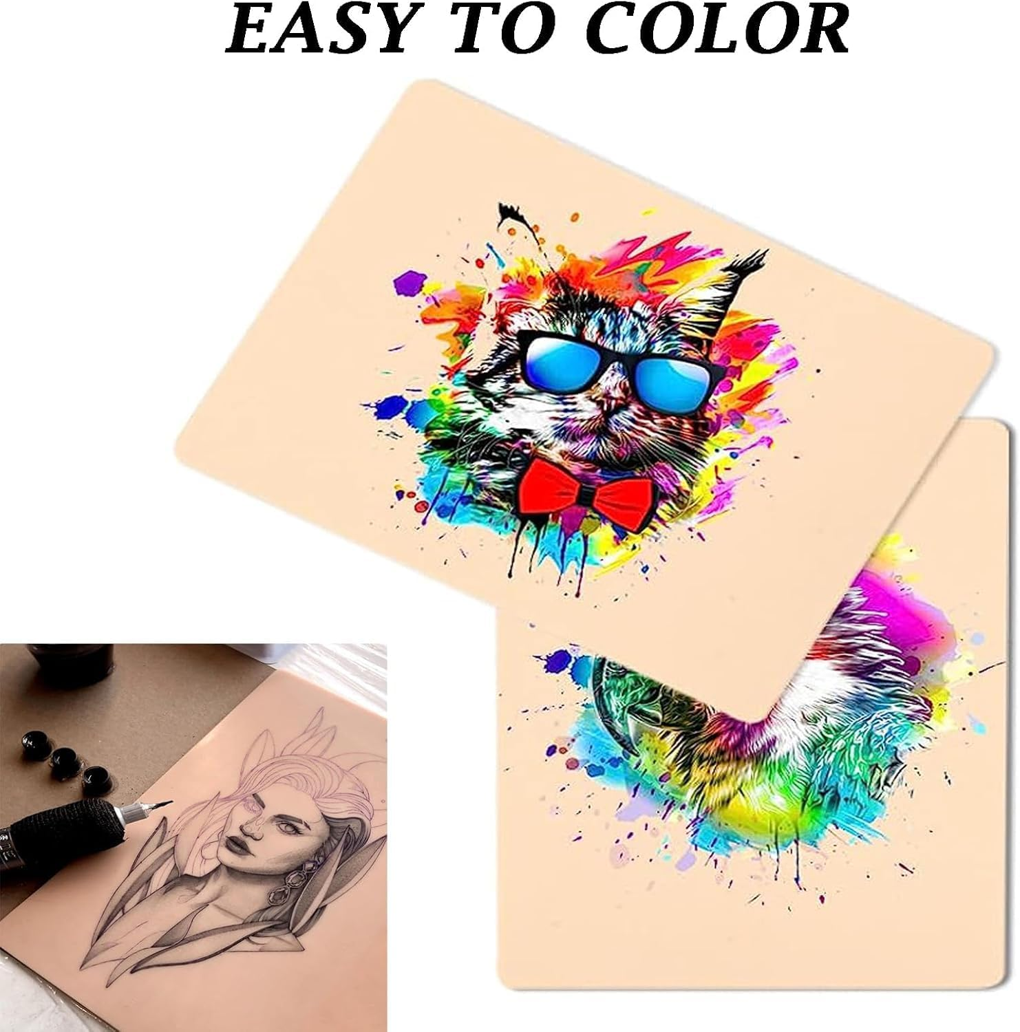 Tattoo Practice Skin 10Pcs Double-Sided Fake Skin 1.3Mm Silicone Sheets (7.4"X5.6") for Microblading Eyebrow Lips & Tattoo Practice Realistic Texture for Beginners/Pro Artists