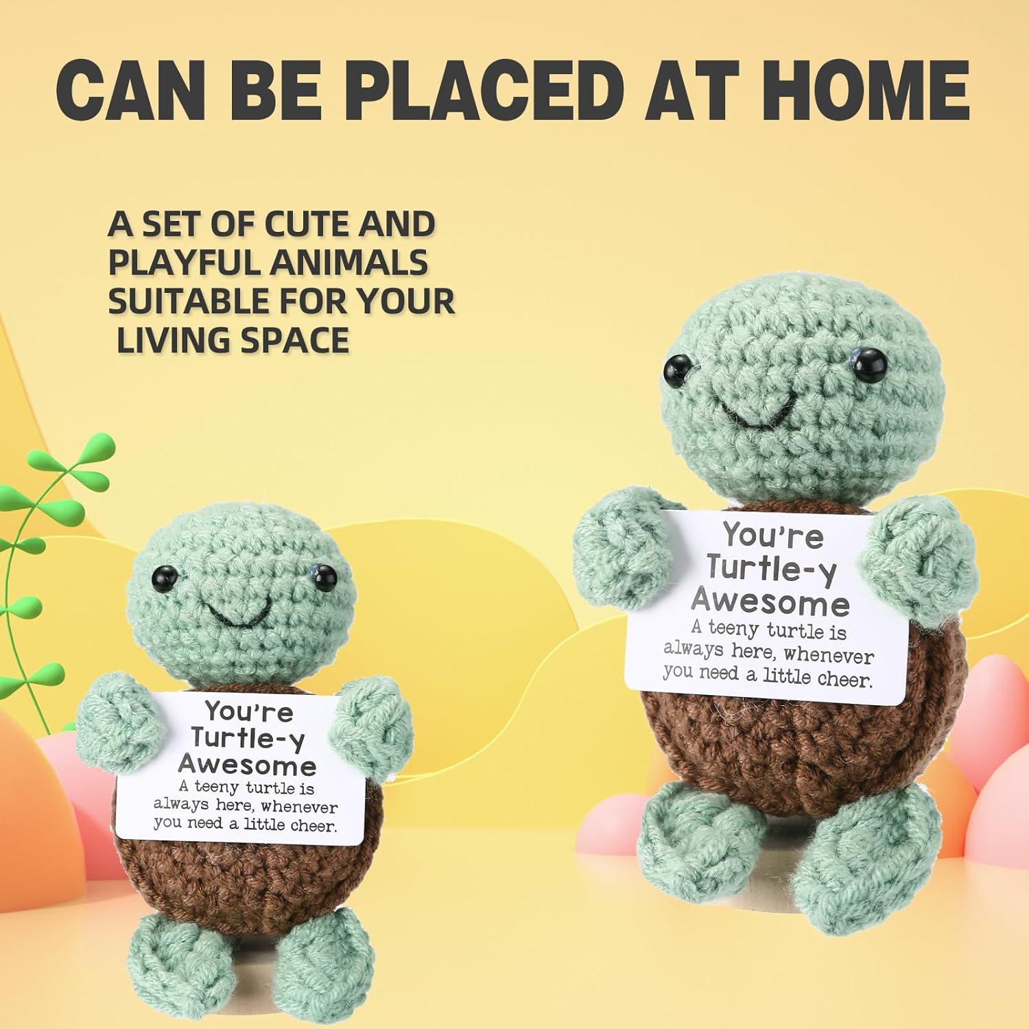 Rovyfota Emotional Support Crochet Gifts for Women&Men,Small Handmade Crochet Animals Cute Stuff,Inspirational Gifts for Coworker Friends Son Daughter, Emotional Motivational Decor (Turtle) image number 6