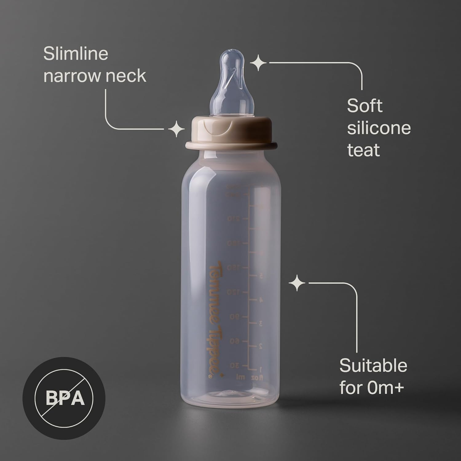 Tommee Tippee Classic Start Baby Bottles, 0M+, Silicone Slow Flow Teat, Anti-Colic Valve, Green/Brown/Grey, 250Ml, Narrow Neck, 3 Pack, Dishwasher Safe image number 0