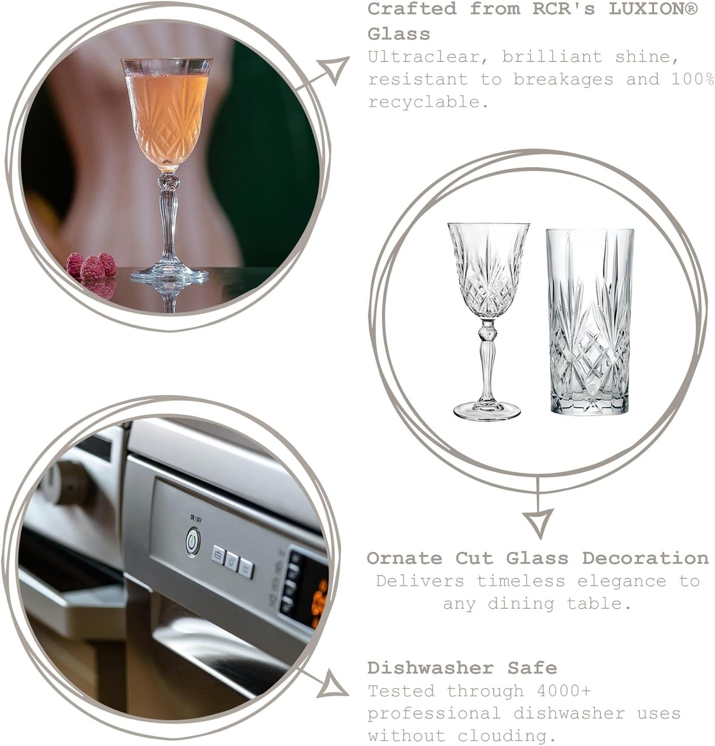 6X 360Ml Melodia Highball Glasses - Tall Dishwasher Safe Glass Water Gin Cocktail Drinking Hi Ball Tumblers Glassware Set - by RCR Crystal image number 1