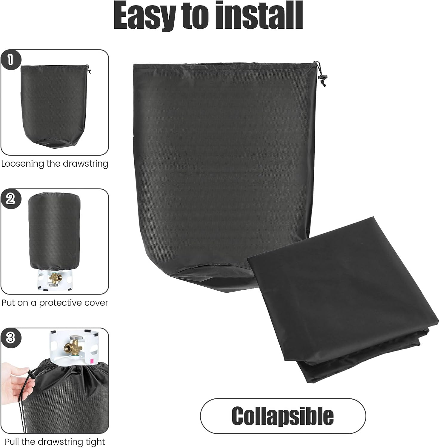 2Pcs Propane Tank Cover, Gas Bottle Covers, Oxford Cloth Gas Tank Cover with Drawstring, Waterproof Propane Cylinder Cover, Protective Cover for 20 LB Gas Tanks image number 4
