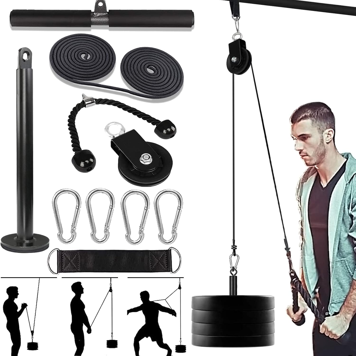 Taeku Pulley System for Exercise, LAT Fitness Pulley Machine Attachments Pro Weight Lift Strength Training Equipment for Gym Home image number 2