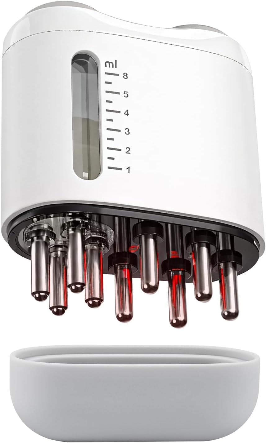 Electric Hair Brush & Scalp Massager with Oil Dispenser, Mess-Free Applicator for Nourishing Scalp and Hair Care, Rechargeable with USB Cable, Travel-Friendly, White image number 2