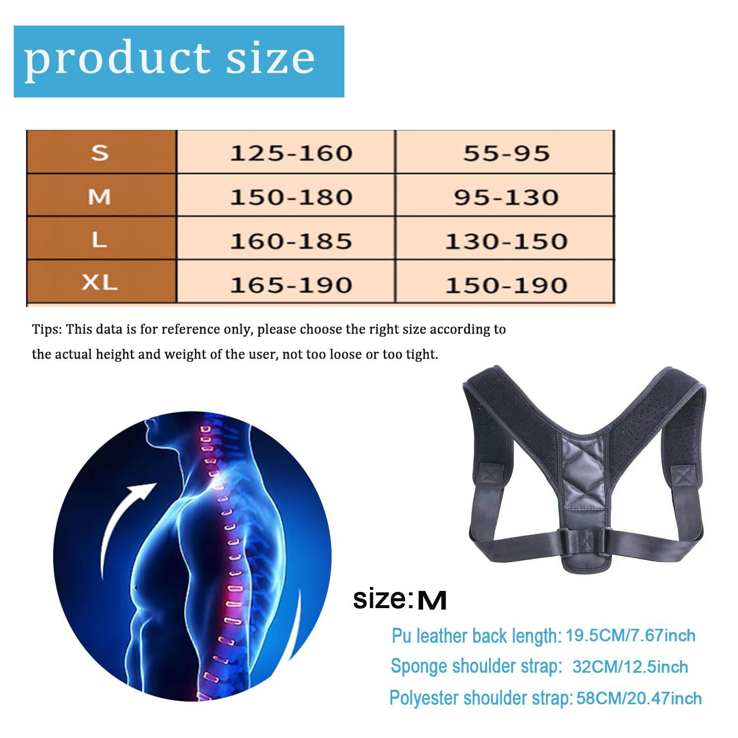 Lxcshljx Back Brace Posture Corrector, Adjustable Breathable Posture Corrector Support Strap, Upper Back Shoulders Straightener Support Belt, Clavicle Supportive Brace for Improve Hunchback Posture(M) image number 1