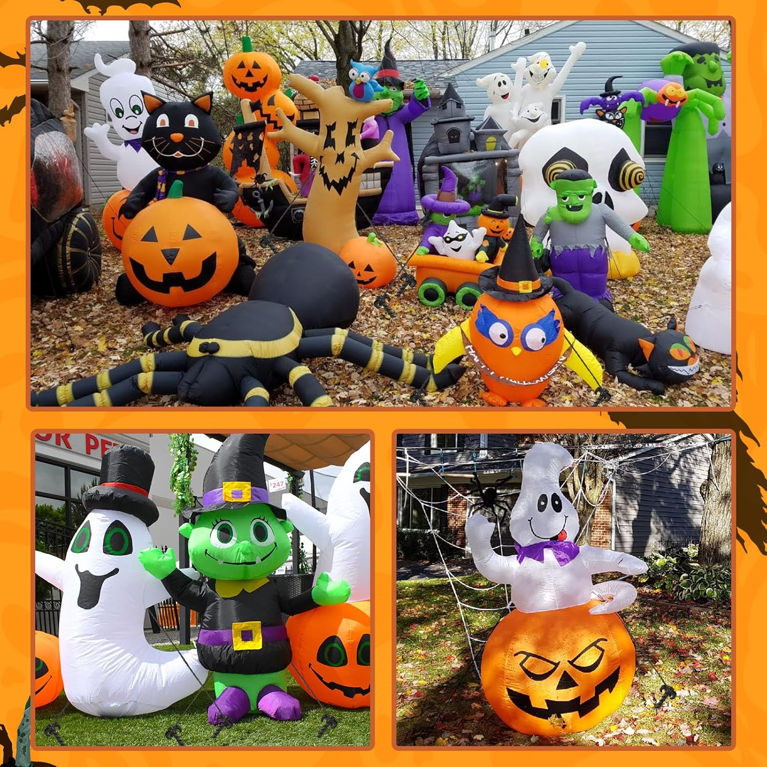 AUGSUN 27 Pieces Plastic Inflatable Stakes Set, Include Tent Stakes, Tethers Ropes and Hooks Heavy Duty Garden Yard Stakes for Halloween Christmas Outdoor Decorations (Black) image number 6