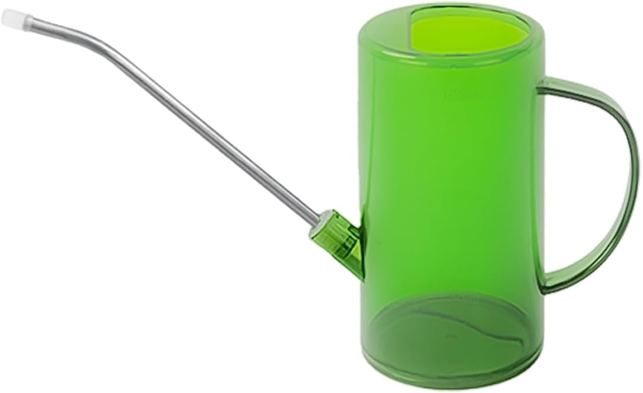 AIMALL 1.5L Long Spout Plastic Watering Can for Indoor Plants, Succulents and Bonsai &ndash; Transparent/Grey/Green, 7.4In Tall Slim Kettle for Garden & Home Use