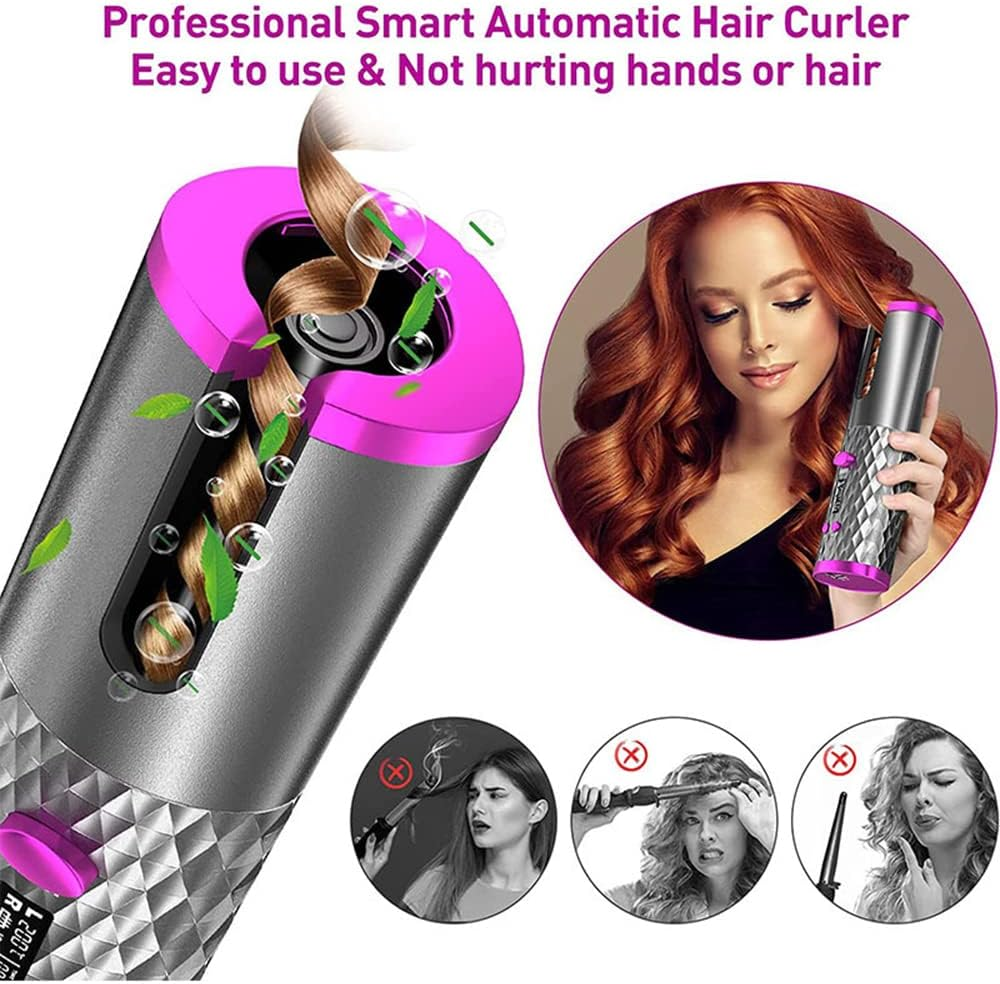 Automatic Hair Curler, Cordless Hair Curler W/Lcd Display & Timer, Portable Wireless Curling Iron, USB Rechargeable Curling Wand, Fast Heating & Auto Shut Off image number 1