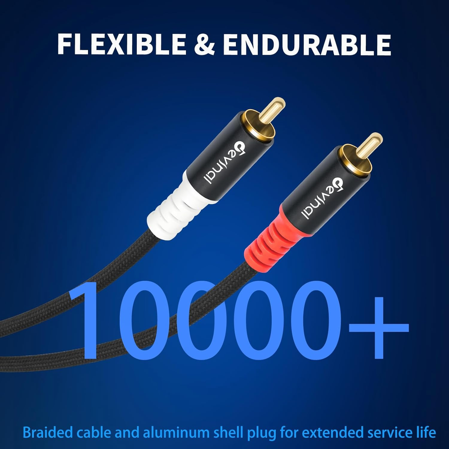 Devinal 25FT RCA Cables, 2RCA to 4RCA Audio Cable, Male Stereo RCA Cord Shielded Braided for Home Theater, HDTV, Amplifiers, Hi-Fi Systems, Car Audio, Speakers image number 3