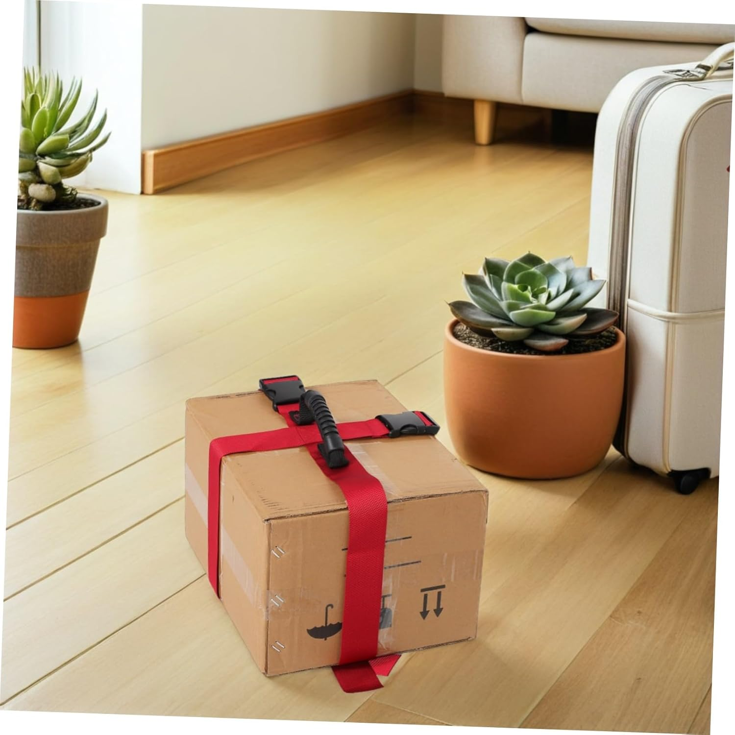 Heavy Duty Moving Straps with Elastic Tie down for Lifting Furniture Appliances Mattresses and Luggage Ergonomic Comfortable Handle Quick Securing System for Travel and Moving image number 2