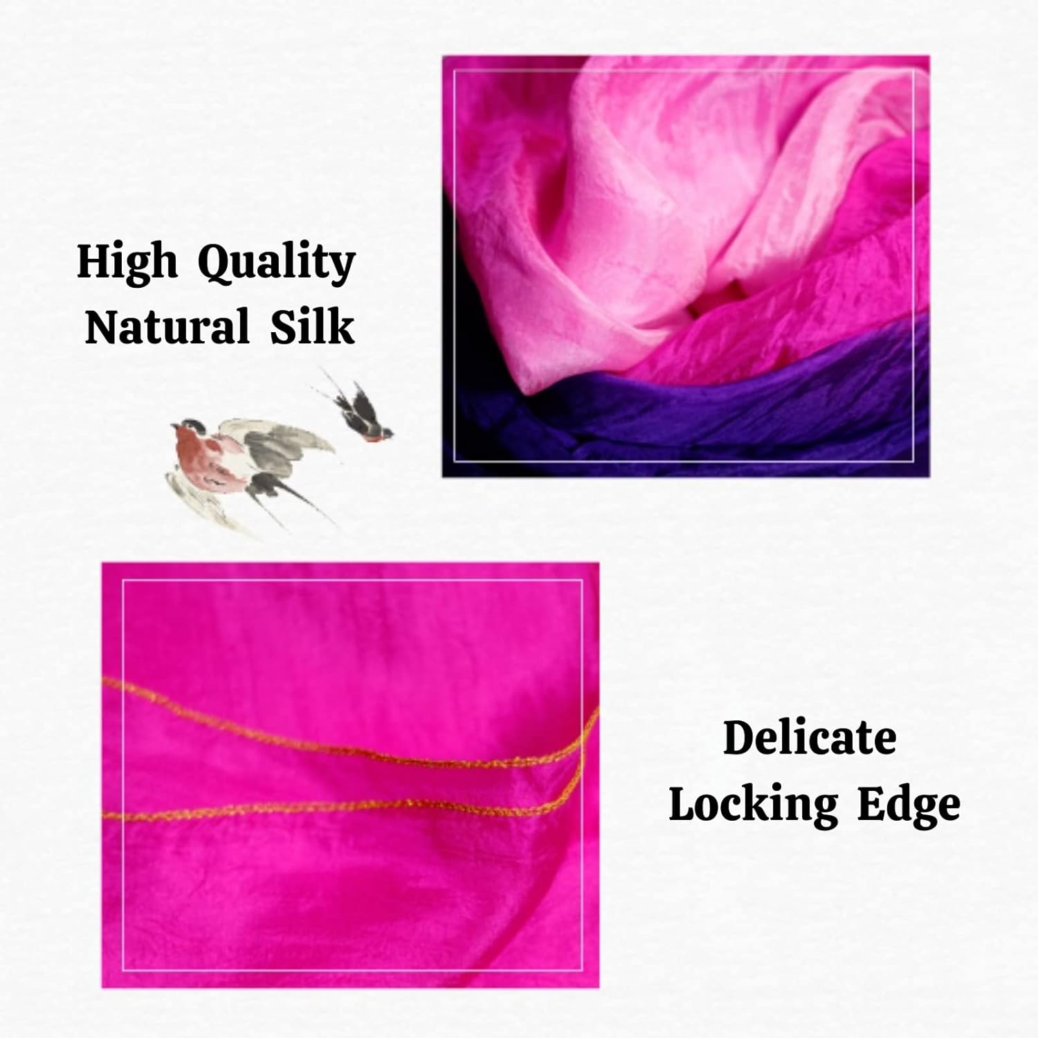 Belly Dance Faux Silk Veil Fans, 1 Pair (Left+Right) Faux Silk Bamboo Long Fans Veils, Handmade Belly Dance Dancing Silk Fans, Dance Performance - Style1 image number 2