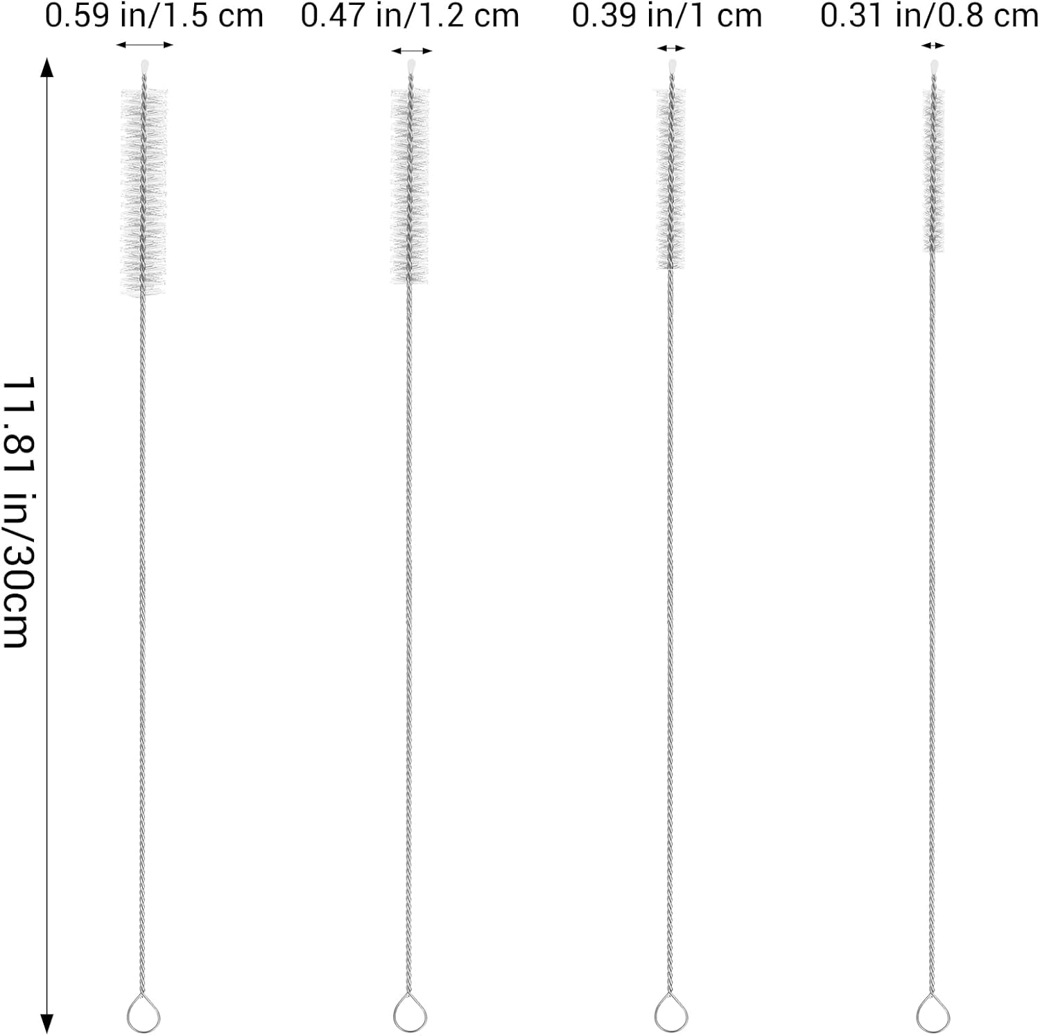 20 Pcs Straw Cleaner Brush 12 Inch Extra Long Straw Brush Reusable Metal Handles Cleaner Brushes Straws Brushes Cleaners with Nylon Bristles for Water Bottle Tubes Drinking Cup Cleaning image number 4