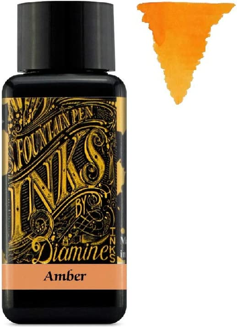 Diamine Fountain Pen Ink 30Ml - Colour Wheel - 6 X Bottles - Amber, Oxblood, Imperial Purple, Aurora Borealis, Oxford Blue, Meadow image number 4