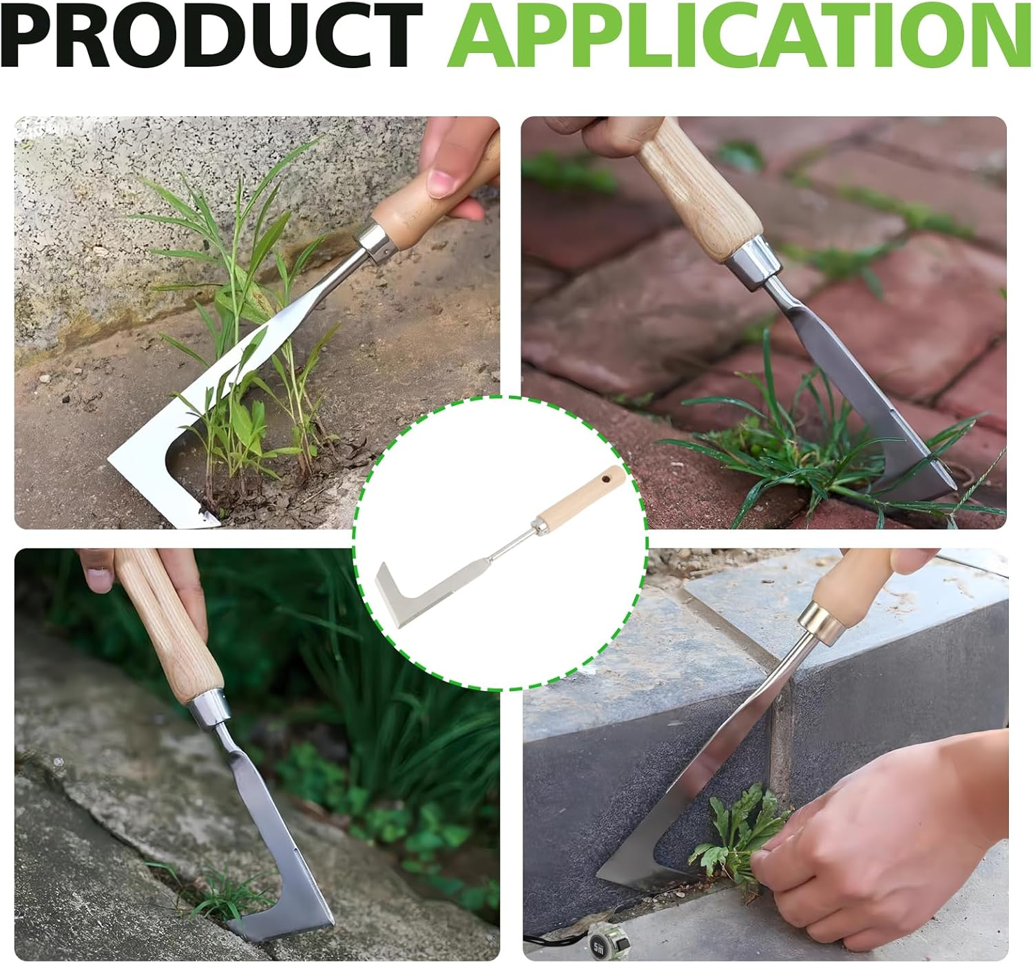 Vidsmow 30Cm Weed Removal Tool with Ergonomic Wood Handle, Serrated Edge Stainless Steel Weed Puller for Efficient Weeding in Gardens, Patios, and Paving image number 3