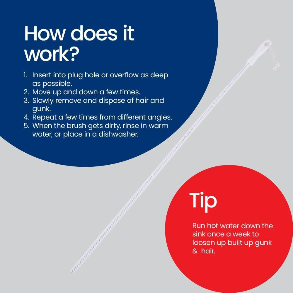 White Magic Extra-Long Hair Catching Drain Cleaning Brush &ndash; 75Cm, Made in USA, Clears Hair & Gunk, Enhances Drainage, Eliminates Odors, Versatile for Drains, Sinks, Tubs, & More, Durable & Easy to Use image number 1