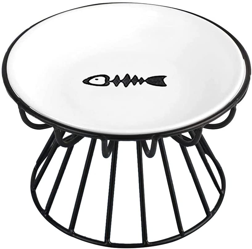 Wellbro Cat Bowls, Elevated Cat Bowl, Raised Ceramic Cat Dish with Metal Stand, Pet Water or Food Feeding Station for Indoor Cats, Kitten, Puppies and Small Dogs, Dishwasher Safe image number 6