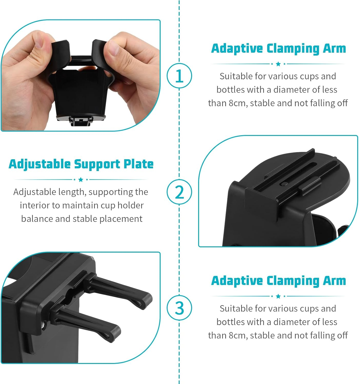 2 Pcs Car Cup Holder, Air Vent Cup Holder for Car, Universal Car Drink Cup Holder, Car Cup Holder with Car Ventile Clips, for Water Coffee Juice Bottle image number 6