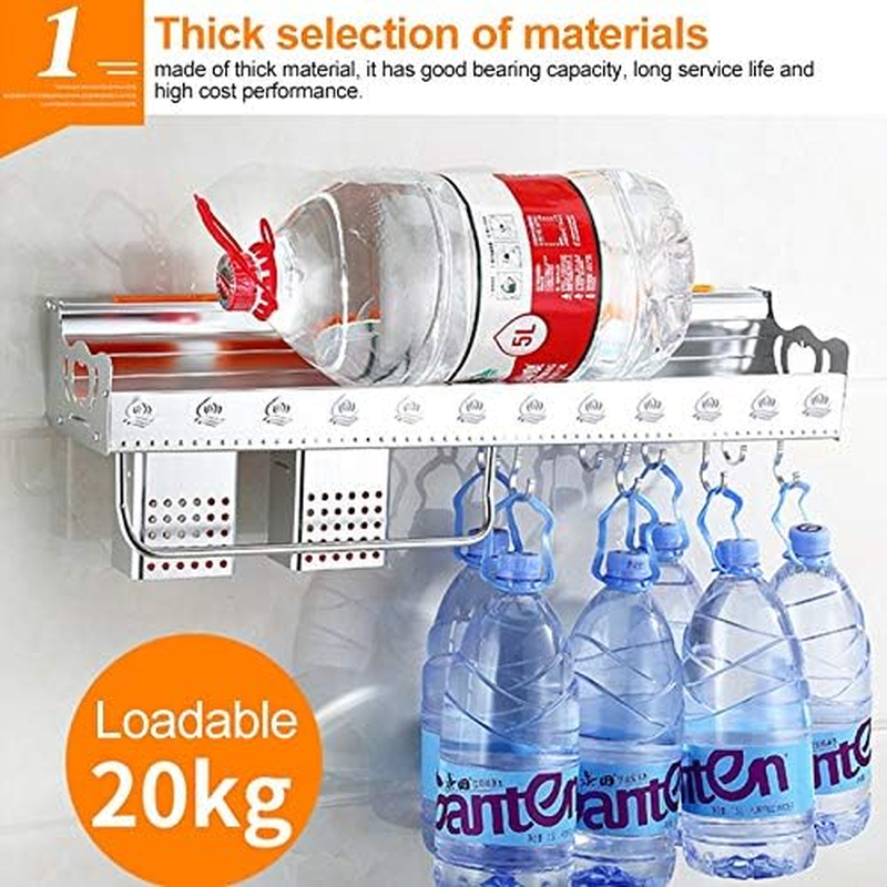 Kitchen Shelf 50Cm 2 Chopstick Cylinders 6 Hooks Kitchen Multi-Function Single-Layer Wall Hanging Knife Holder Storage Rack Kitchen Shelf image number 2