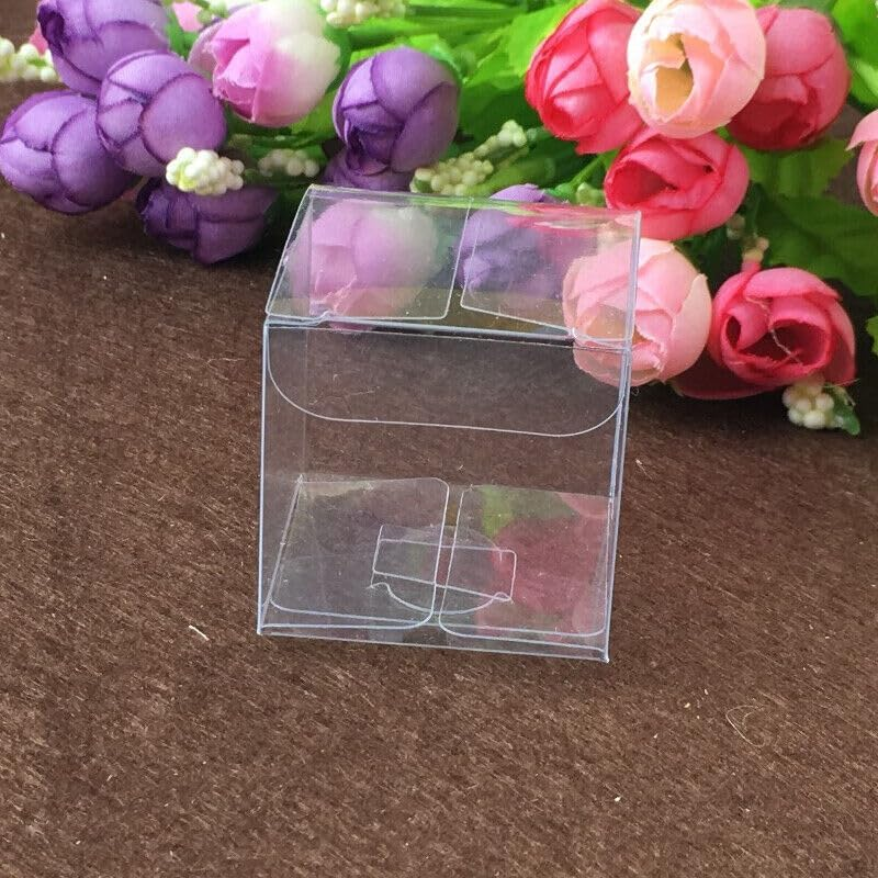 AIMALL 50 Clear PVC Macaron Boxes &ndash; Transparent Square Cube Favour Packaging for Wedding, Candy, Chocolate, Small Gifts, Flat Pack Easy Assembly image number 6