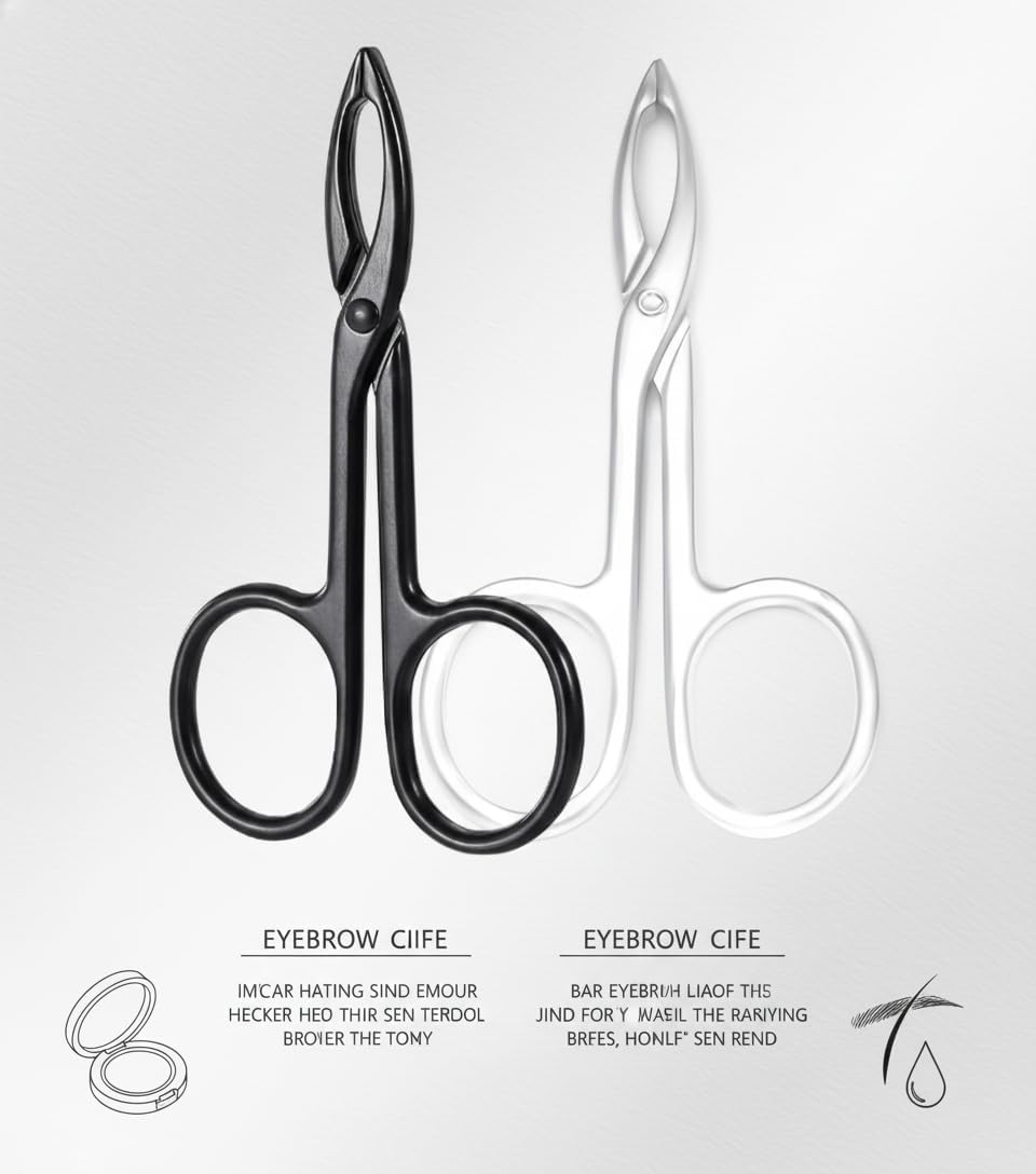 IMTKOOCO Tweezers Scissor Handle with Straight Tip for Eyebrow Shaping - Facial Hair Removal Eyebrow Tweezers for Precise Plucking Silver and Black Eyebrow Tweezers and Tweezers Eyebrow Scissors image number 5