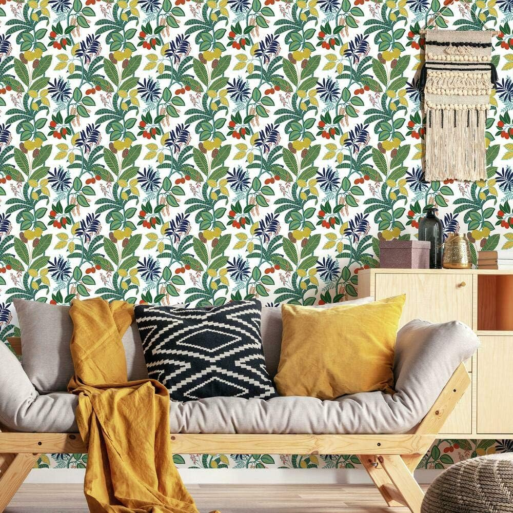 Roommates RMK11576RL Black and Green Funky Jungle Peel and Stick Wallpaper