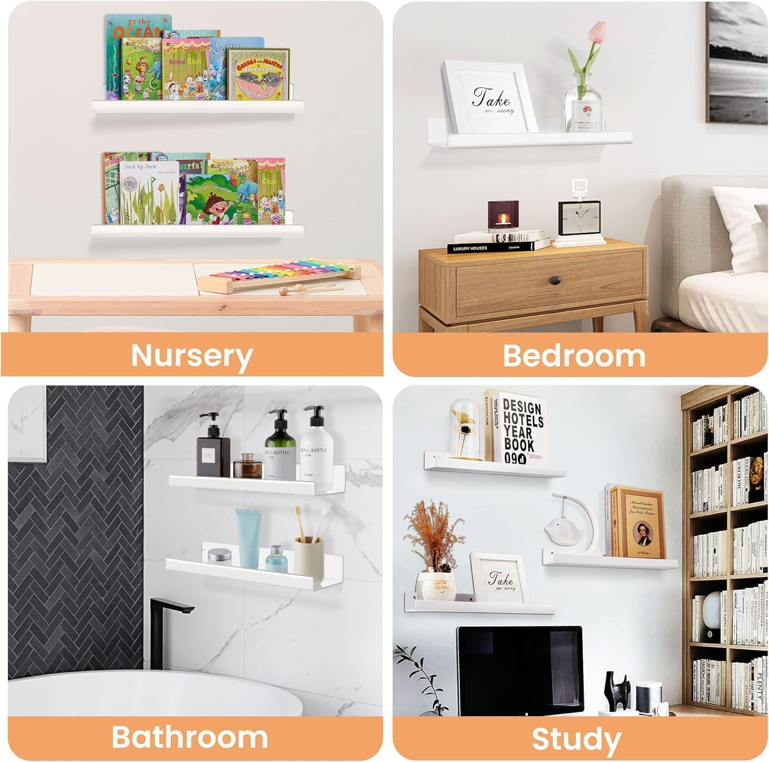 Wall Shelf Floating No Drill, Set of 3 Wall Shelves Set Of, 30 Cm Acrylic Bathroom Shelves Corner Wall Shelf Bedroom Living Room Kitchen Room Decoration image number 5