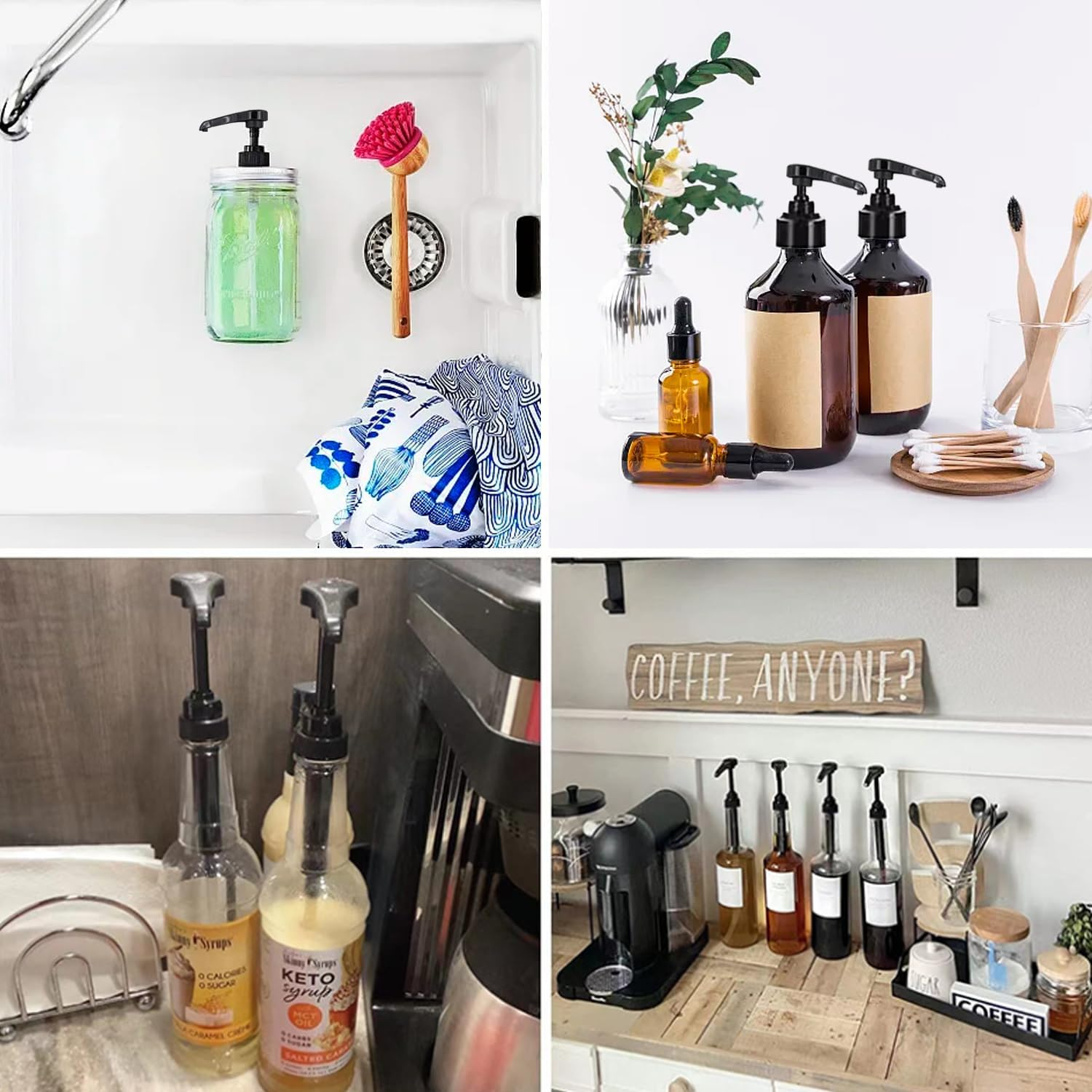 3PCS Coffee Syrup Pump Dispenser for 25.4Oz/750Ml Syrup Bottle No Dripping