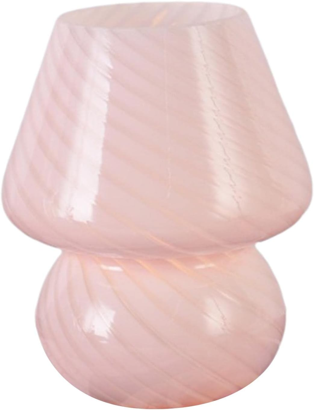 Baoblaze Glass Mushroom Bedside Table Lamp, Vintage Style Striped Small Nightstand Light for Home Decor, Living, Bedroom, Gift, Pink, 2 Colors Light image number 2