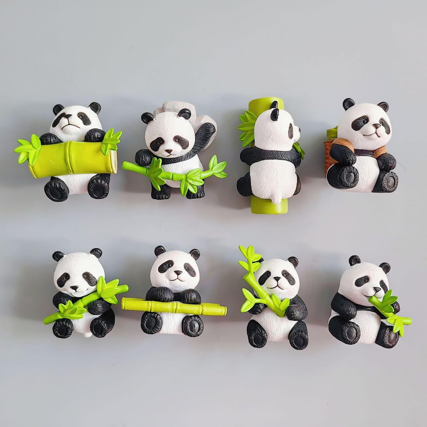 8Pcs Cute Panda Fridge Magnet 3D Simulation Panda Fridge Magnet, Cute Bamboo Modeling Resin image number 3