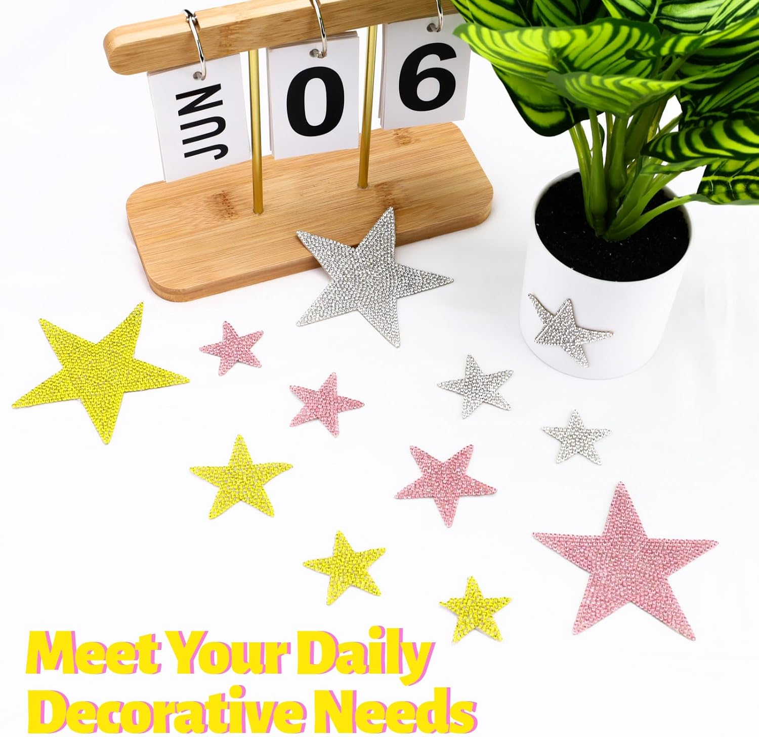 15 Pack Rhinestone Star Stickers, Bling Car Stickers Self Adhesive Diamond Decals, 4 Sizes Glitter Crystal Gem Decoration Appliques for Auto Window Laptop Luggage Phone (Silver) - Silver image number 5