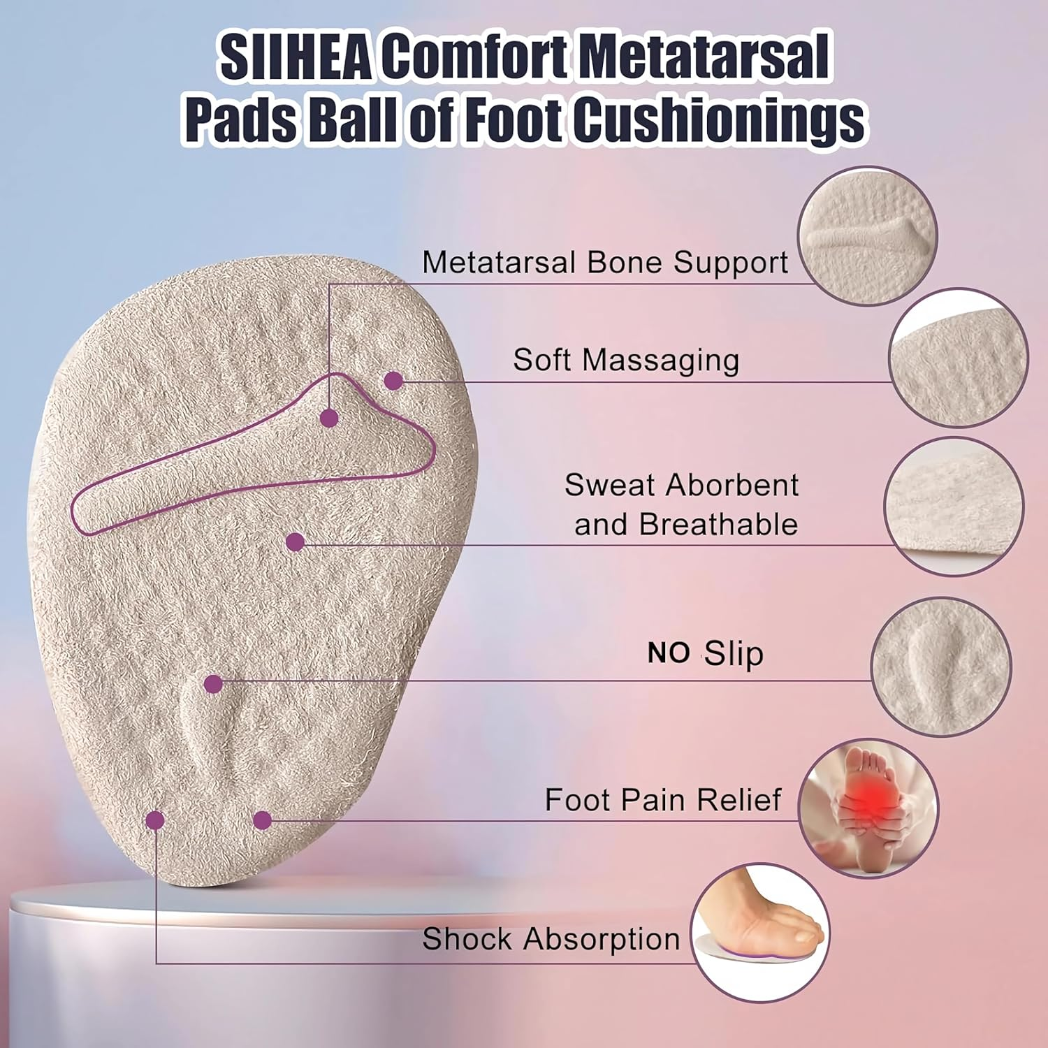 4 Pairs Heel Cushion Inserts and Metatarsal Pads, 2 Pairs Heel Grips and 2 Pairs Ball of Foot Cushions, Blister Prevention for Too Big Shoes，Heel Protectors for All Dimensions Shoes image number 1