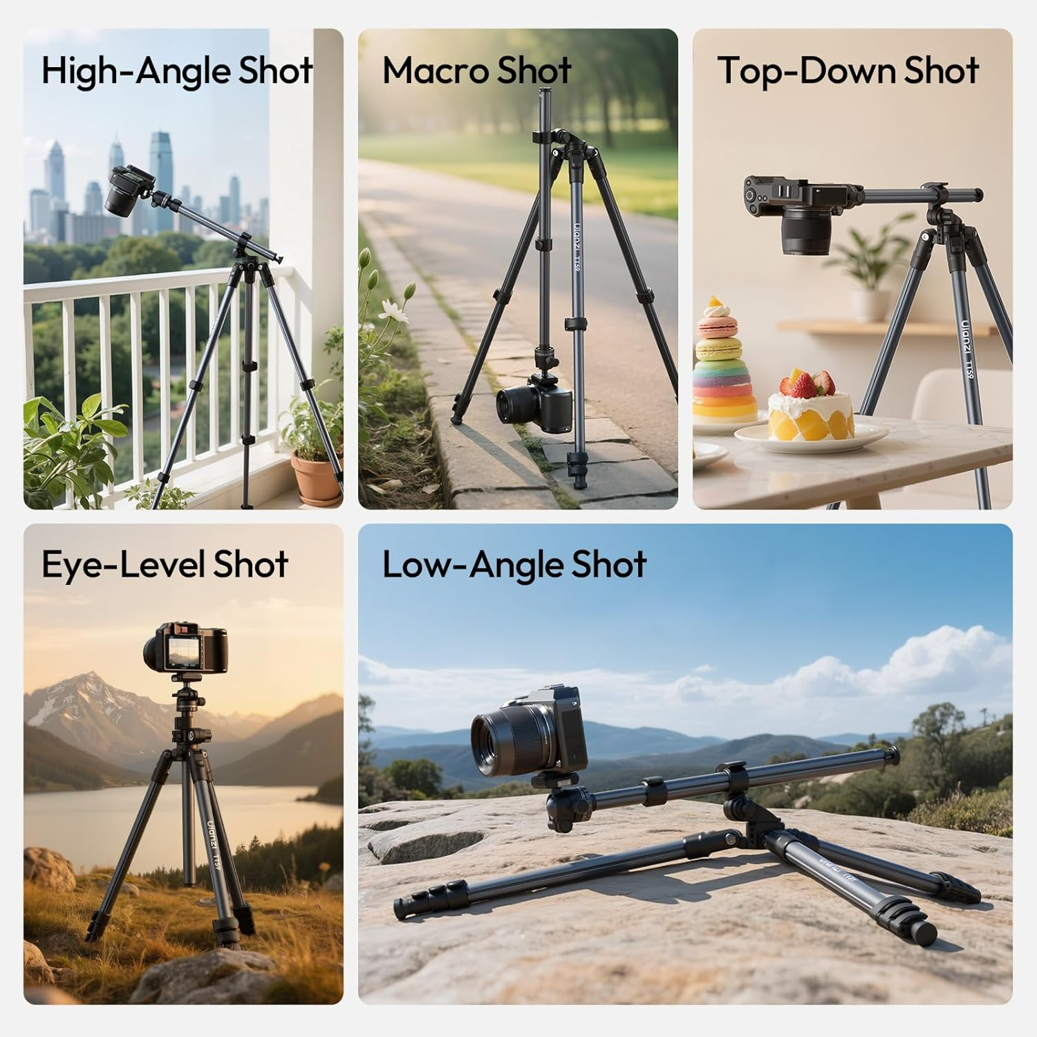 ULANZI TT59 Horizontal Overhead Camera Tripod, 175CM/68.9" Foldable Travel Tripod, Professional Photography Tripod Stand with Uka Quick Release Ball Head for Mirrorless Camera/Dslr/Camcorder image number 1