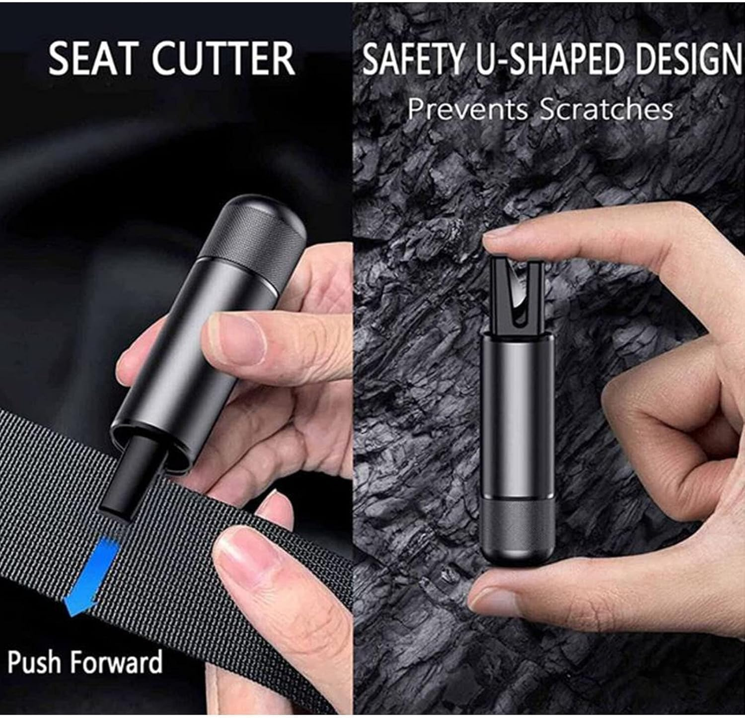 Car Safety Hammer Seatbelt Cutter, Car Window Breaker and Seatbelt Cutter Tool, Auto Rescue Escape Emergency Safehammer Punch, Safety Hammer Window Glass Breaker (Red+Black) - Blue+Black image number 2