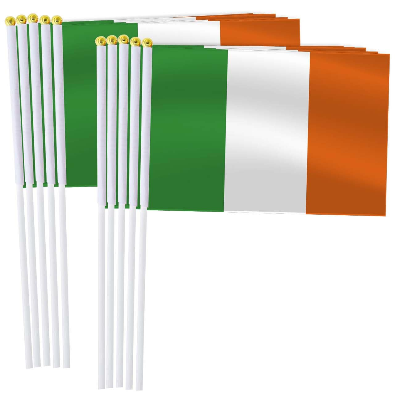 Ireland Handheld Small Flag Set,10 PCS 5&times;8 Inch Mini Irish People Hand Held Banner,Tiny Digital Printed Polyester Banner image number 1